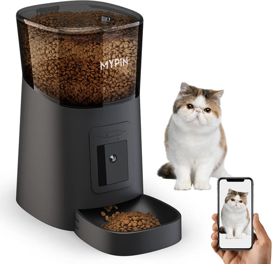 Smart Video Pet Feeder with HD Camera - WiFi Controlled Automatic Food Dispenser for Dogs & Cats, 6L Capacity, 2-Way Audio, Timed Feeding, Up to 8 Meals/Day